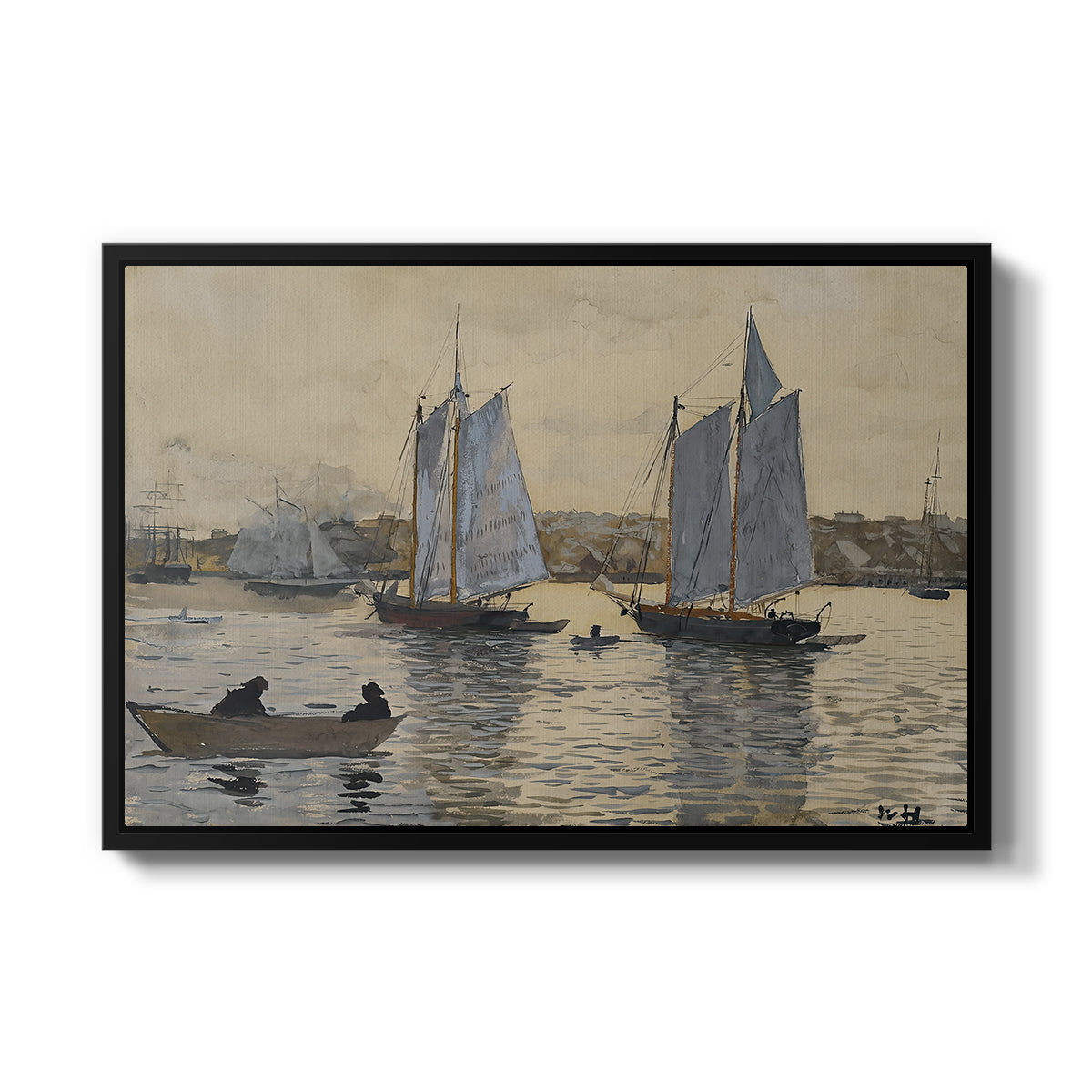 Two Schooners, Gloucester, c. 1880 - Floater Framed Canvas Print
