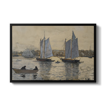 Two Schooners, Gloucester, c. 1880 - Floater Framed Canvas Print
