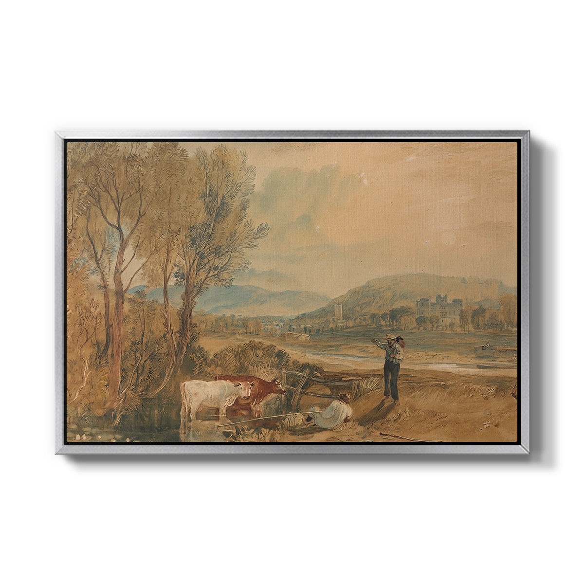 Lulworth Castle, Dorset, c. 1820 - Floater Framed Canvas Print