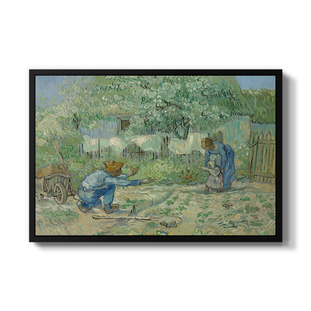 First Steps after Millet, 1890 - Floater Framed Canvas Print
