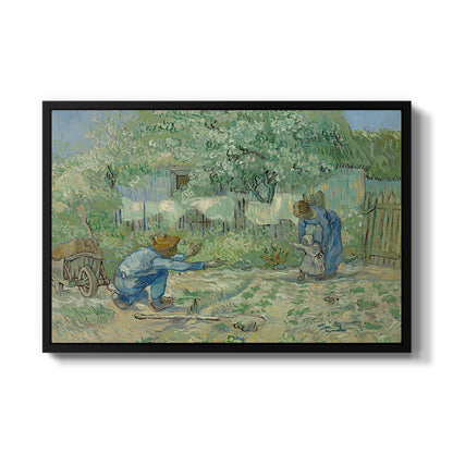 First Steps after Millet, 1890 - Floater Framed Canvas Print