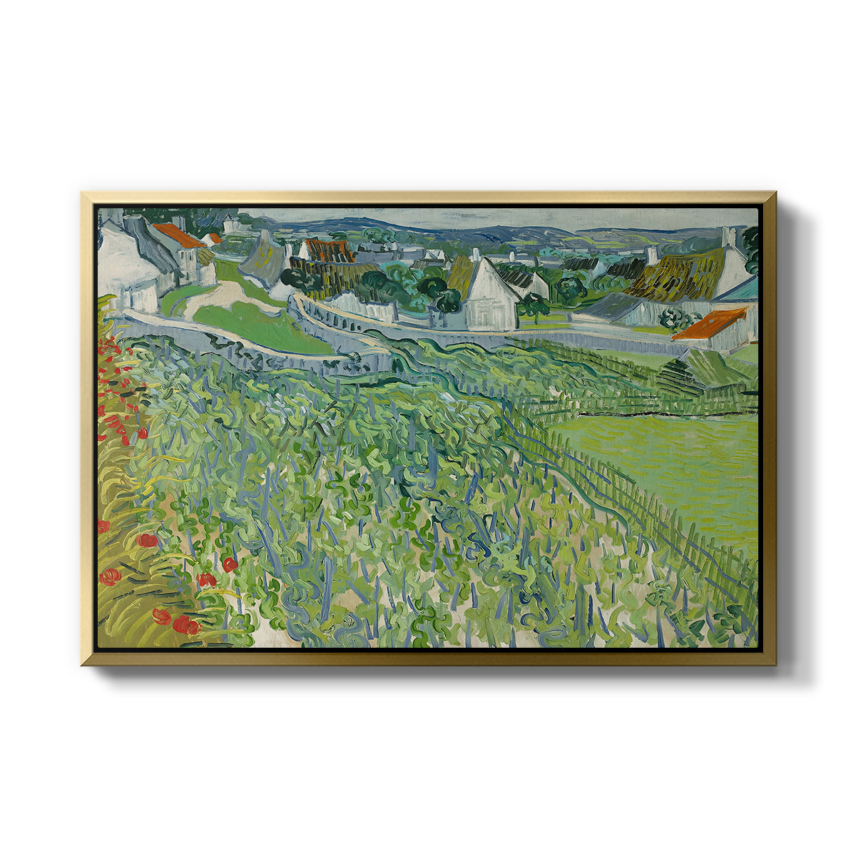 Vineyards at Auvers, 1890 - Floater Framed Canvas Print