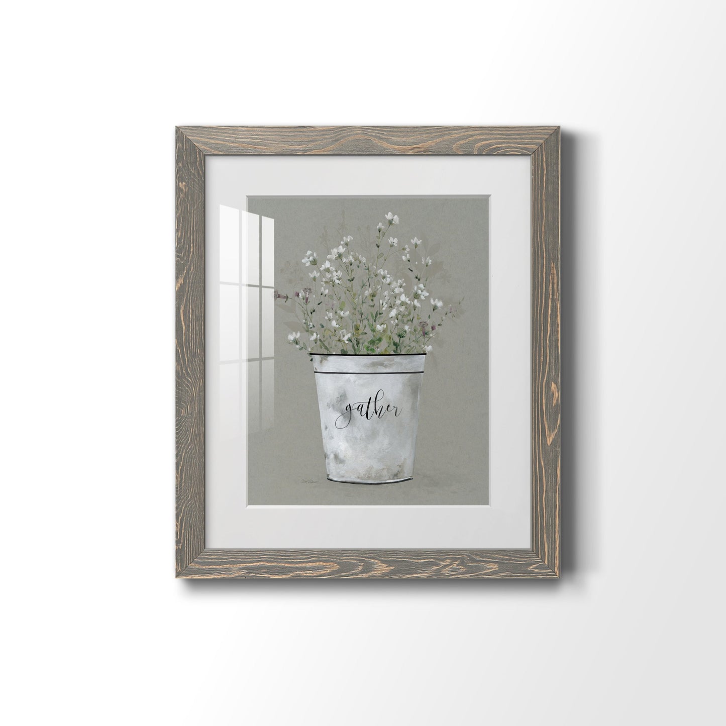 Bouquet of Grace Bucket Gather - Barnwood Framed Art Print
