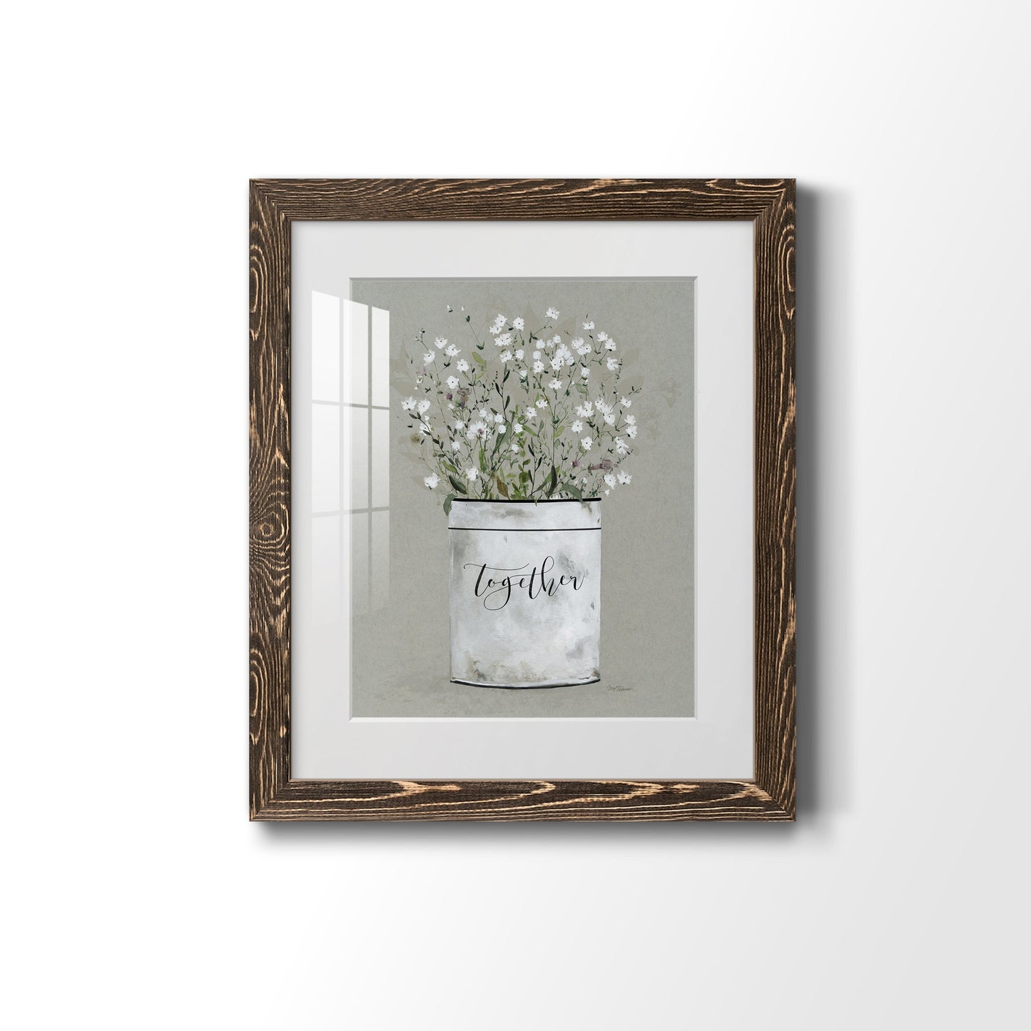 Bouquet of Grace Bucket Together - Barnwood Framed Art Print