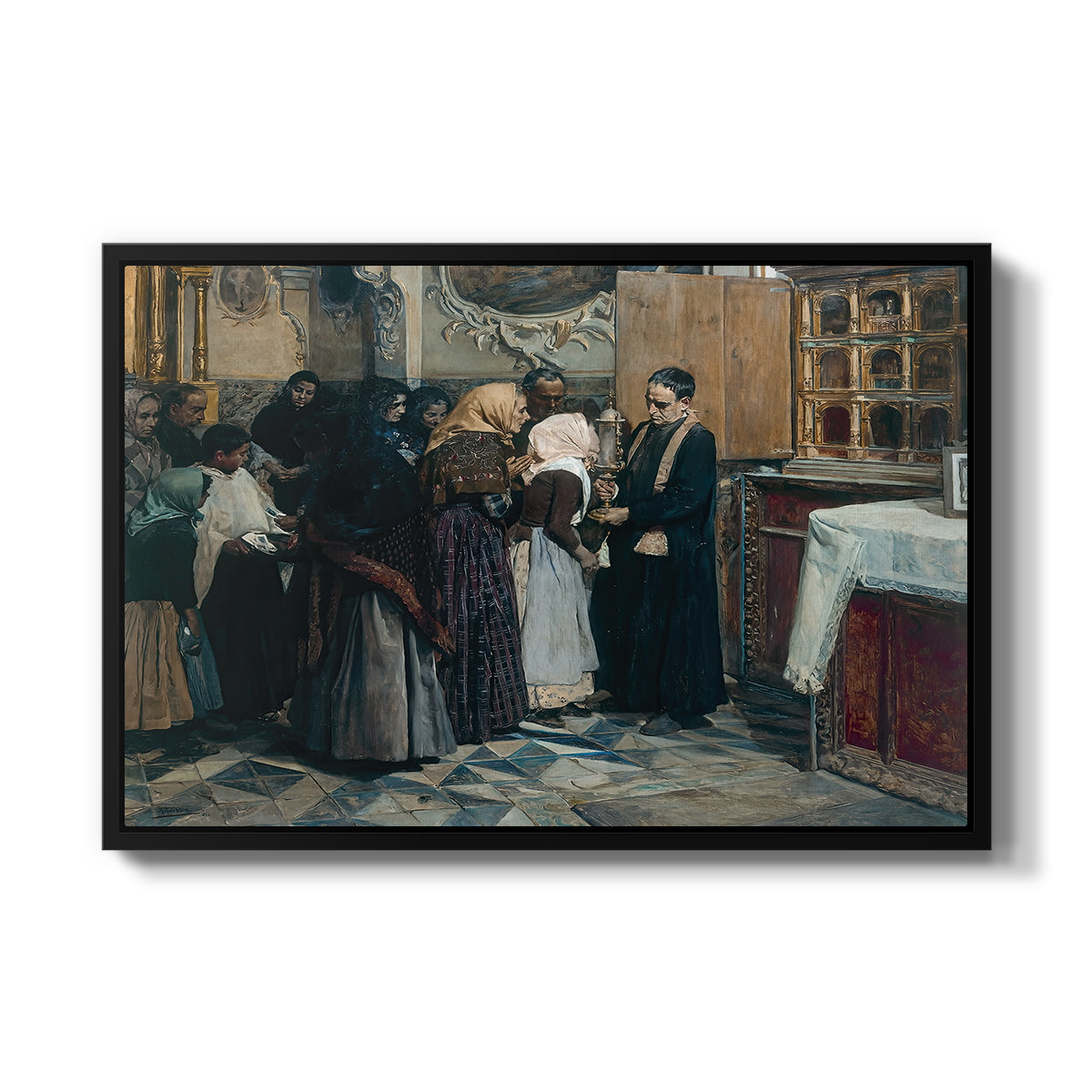 Kissing the Relic, 1893 - Floater Framed Canvas Print