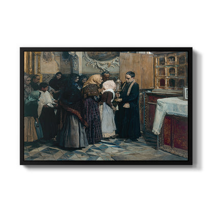 Kissing the Relic, 1893 - Floater Framed Canvas Print
