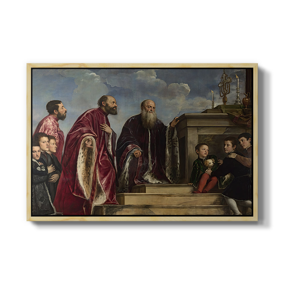 The Vendramin Family Venerating a Relic of the True Cross, c. 1540-1545 - Floater Framed Canvas Print