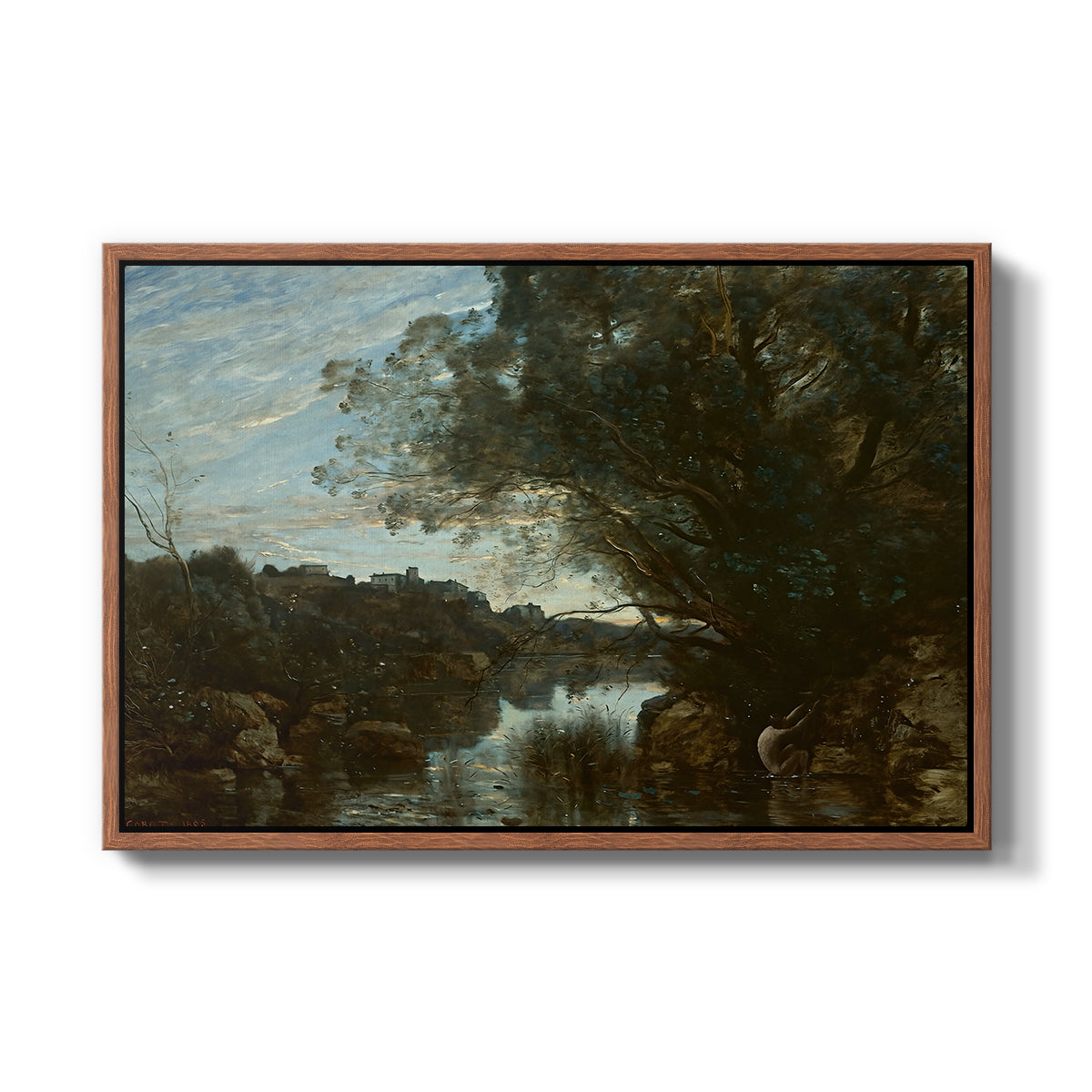 Souvenir of the Environs of Lake Nemi, 1865 - Floater Framed Canvas Print