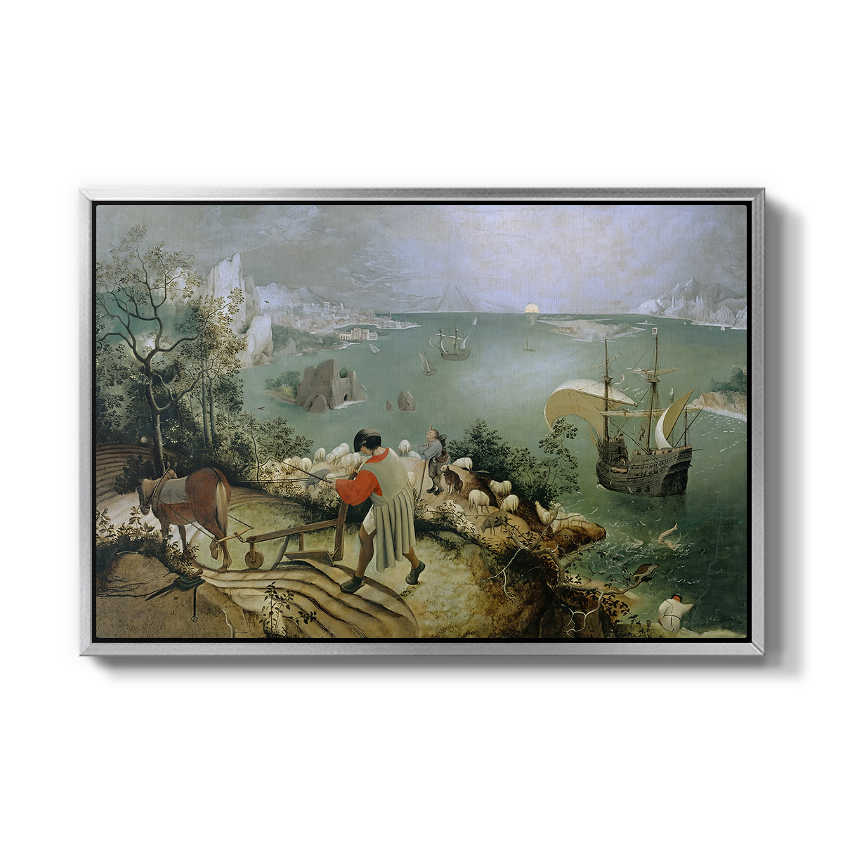 Landscape with the Fall of Icarus, c. 1560 - Floater Framed Canvas Print