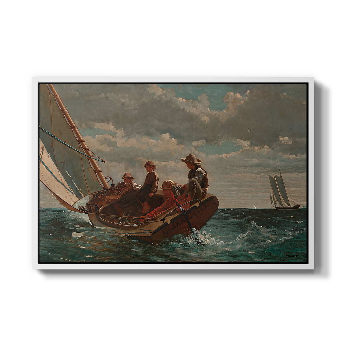 Breezing Up (A Fair Wind), 1873-1876 - Floater Framed Canvas Print