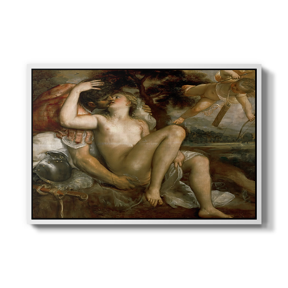 Mars, Venus and Cupid, c. 1530 - Floater Framed Canvas Print