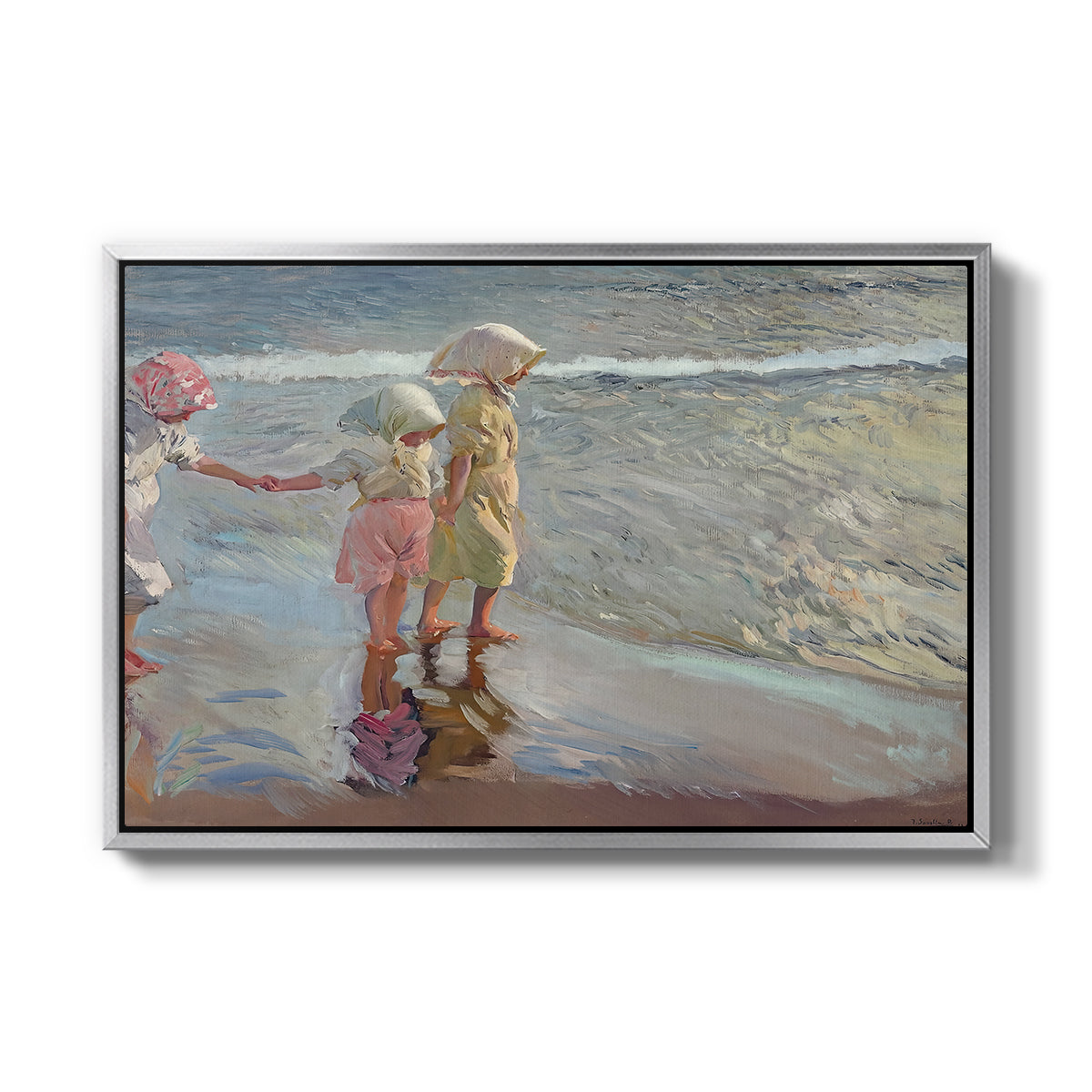 The Three Sisters on the Beach, 1908 - Floater Framed Canvas Print