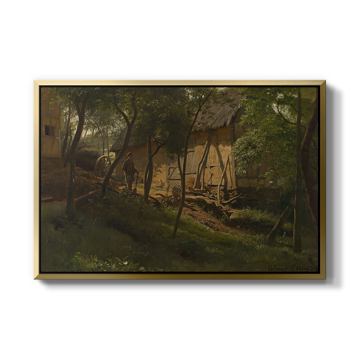 German Farm, 1859 - Floater Framed Canvas Print