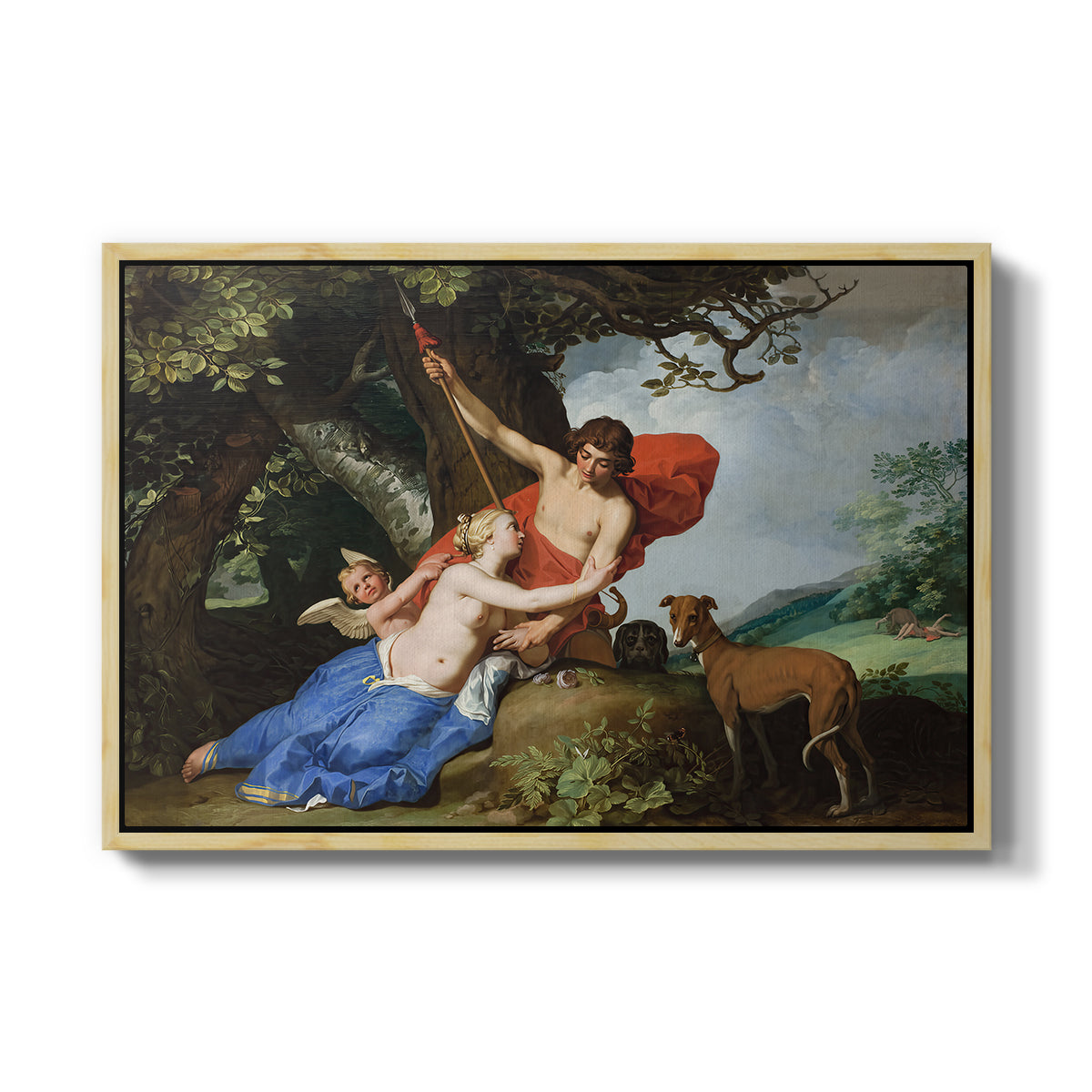 Venus and Adonis, 1632 - Floater Framed Canvas Print