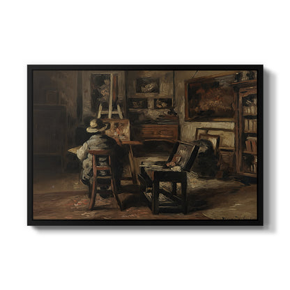 The Studio of Ferdinand De Braekeleer I, Father of the Painter, c. 1873-1885 - Floater Framed Canvas Print