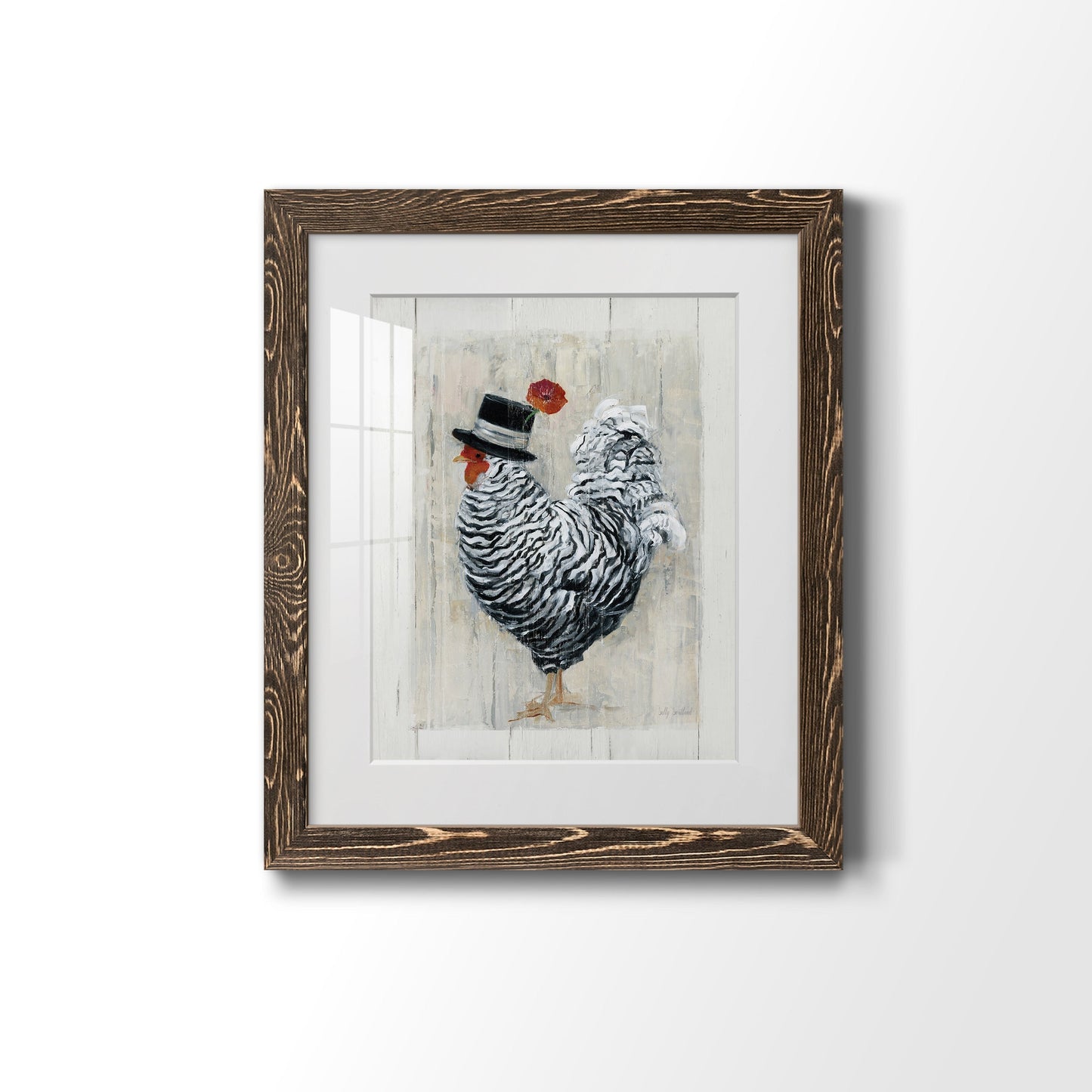 Sunday Best Rooster - Barnwood Framed Art Print