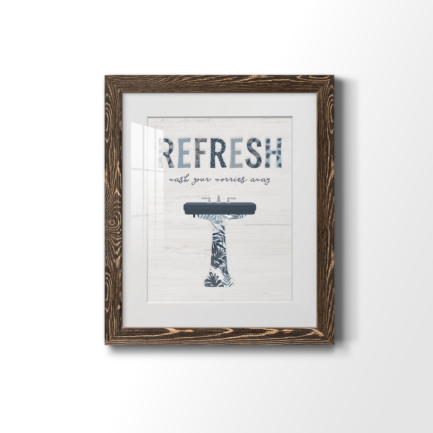 Palm Bath II - Barnwood Framed Art Print
