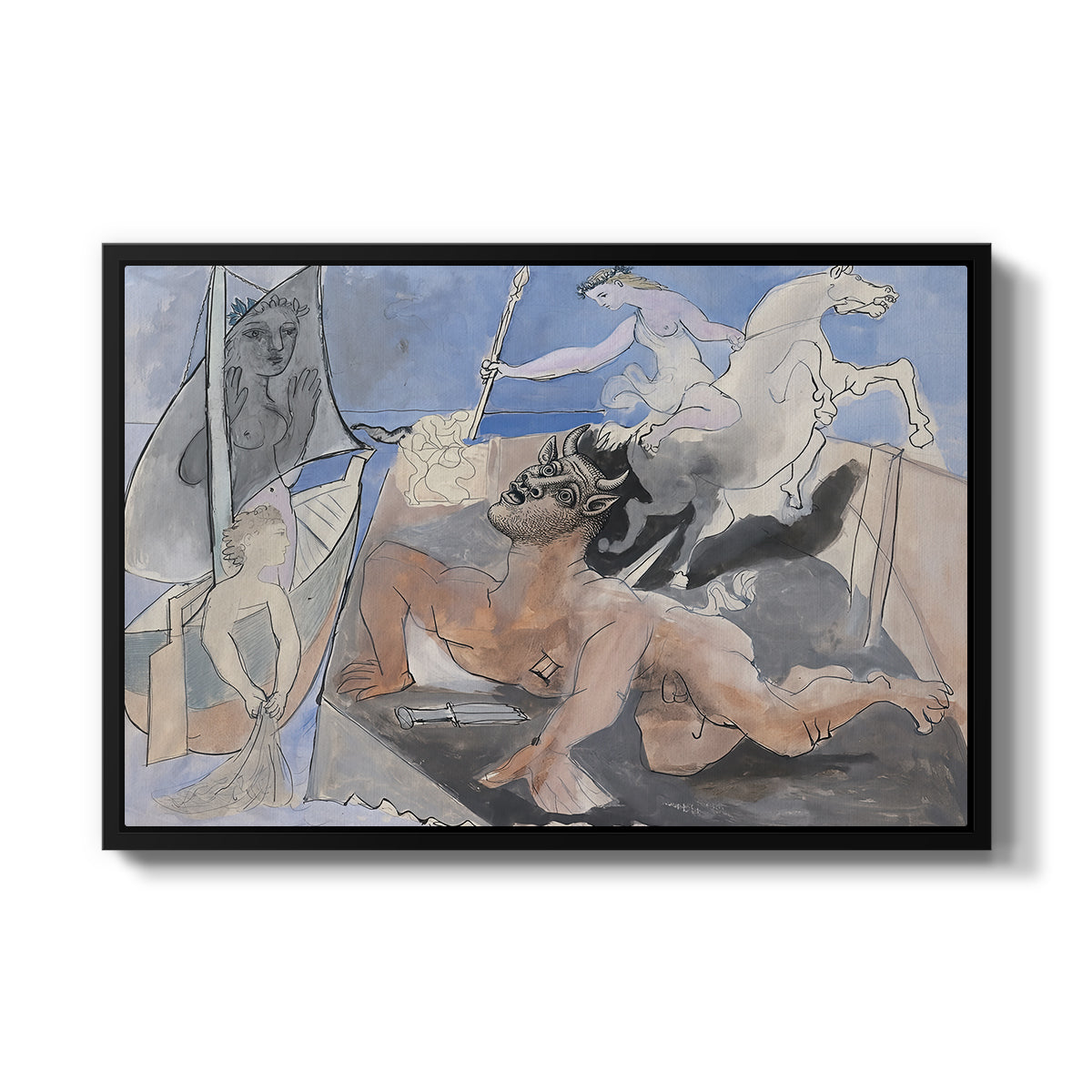 Composition with Minotaur, 1936 - Floater Framed Canvas Print