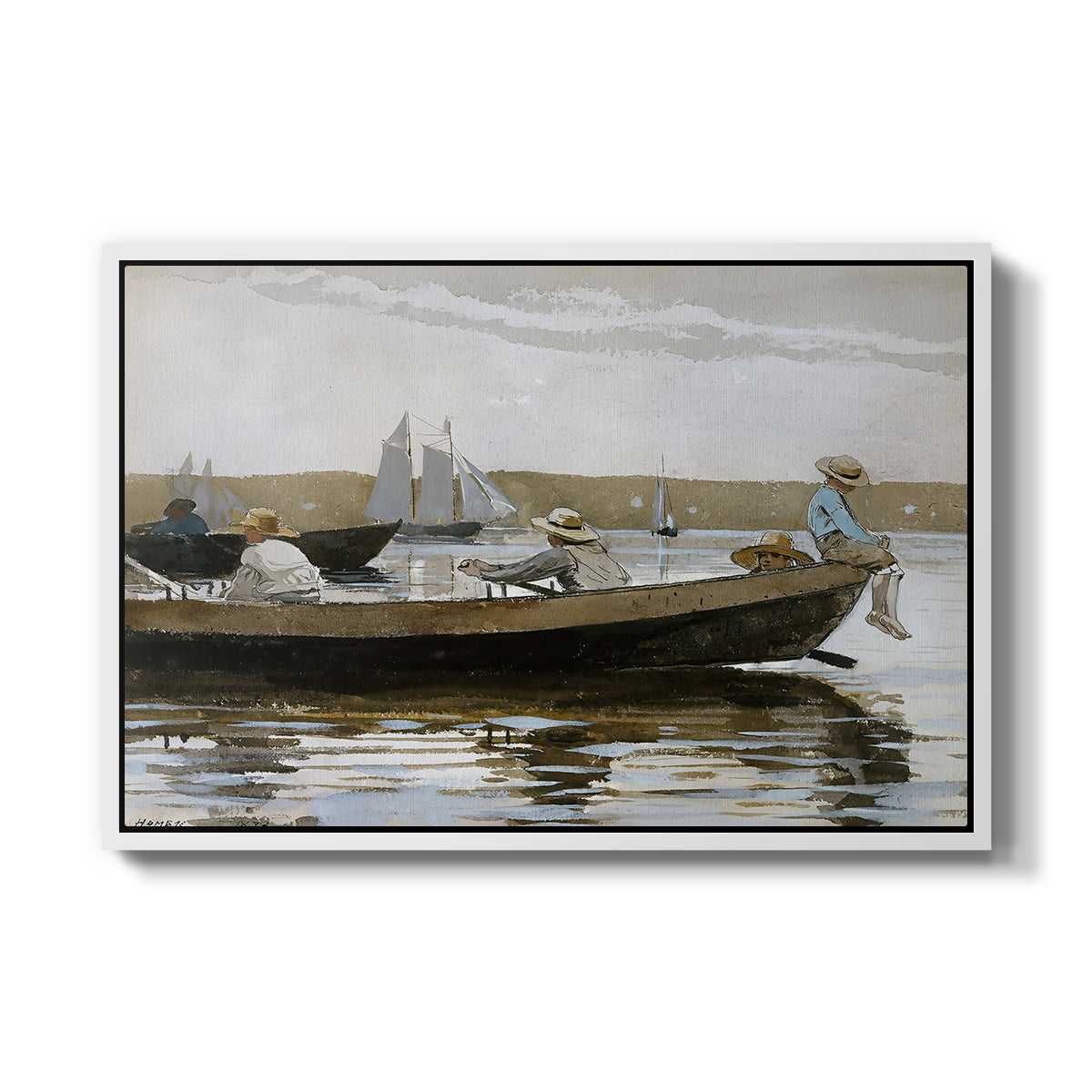 Boys in a Dory, 1873 - Floater Framed Canvas Print