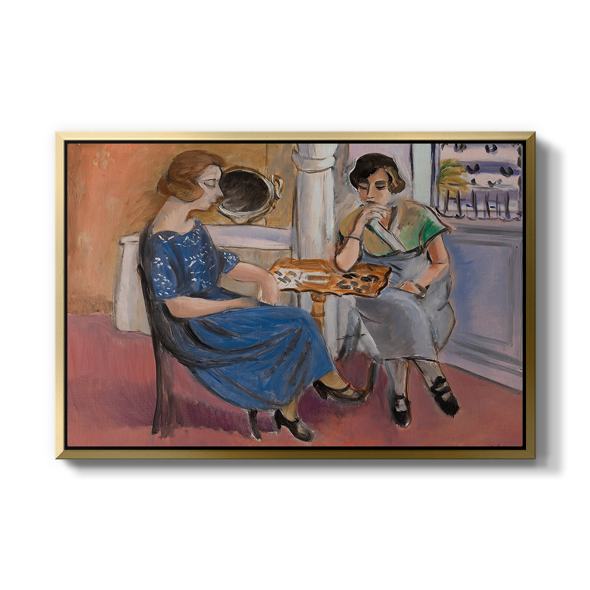 Domino Players, 1921 - Floater Framed Canvas Print