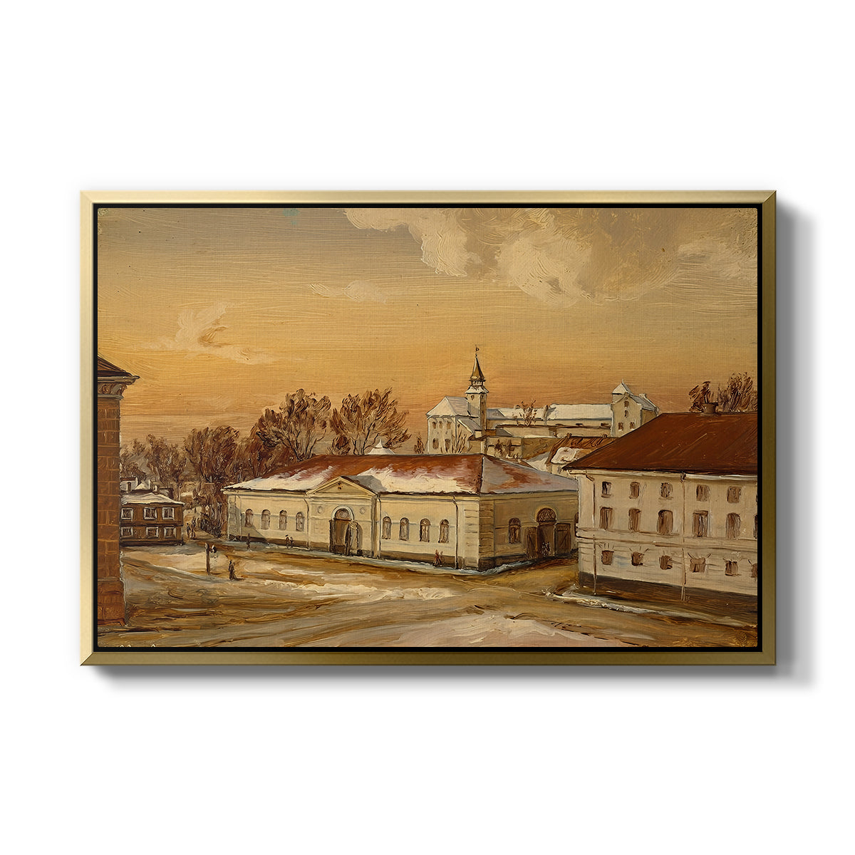 The Riding School at Akershus Castle, 1846 - Floater Framed Canvas Print