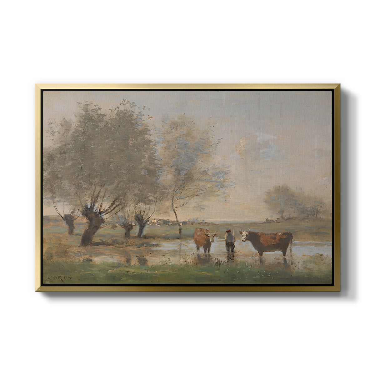 Cows in a Marshy Landscape, c. 1873-1874 - Floater Framed Canvas Print