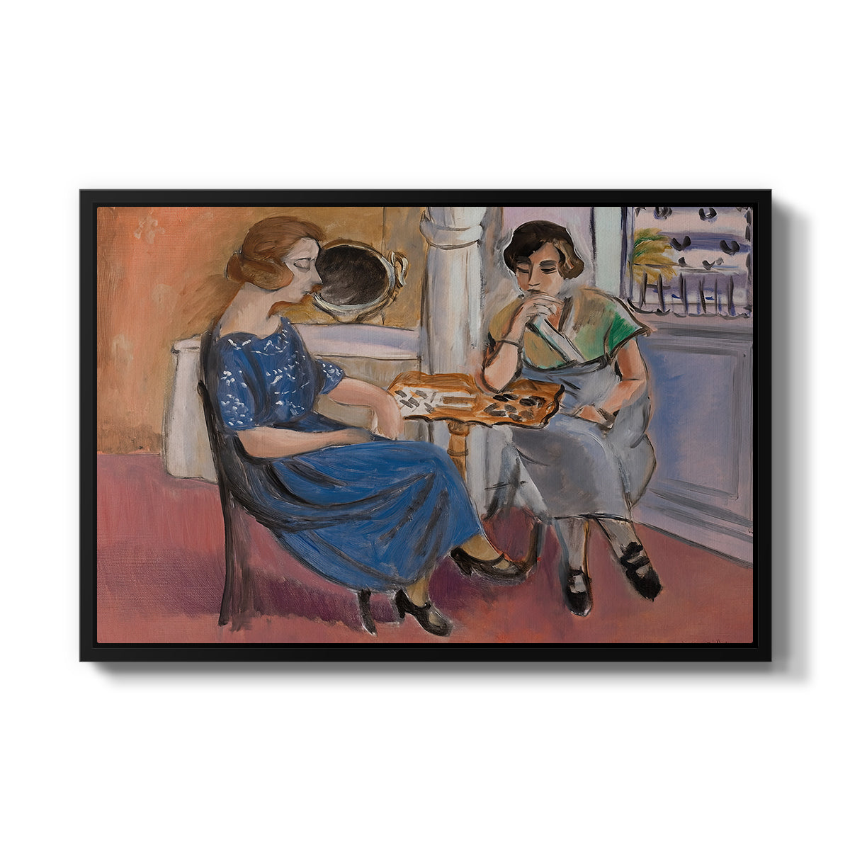 Domino Players, 1921 - Floater Framed Canvas Print