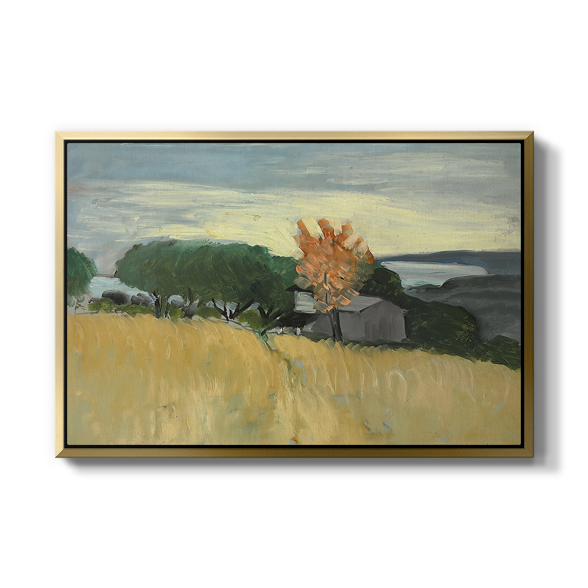 Fields of Wheat in Cagnes, 1918 - Floater Framed Canvas Print