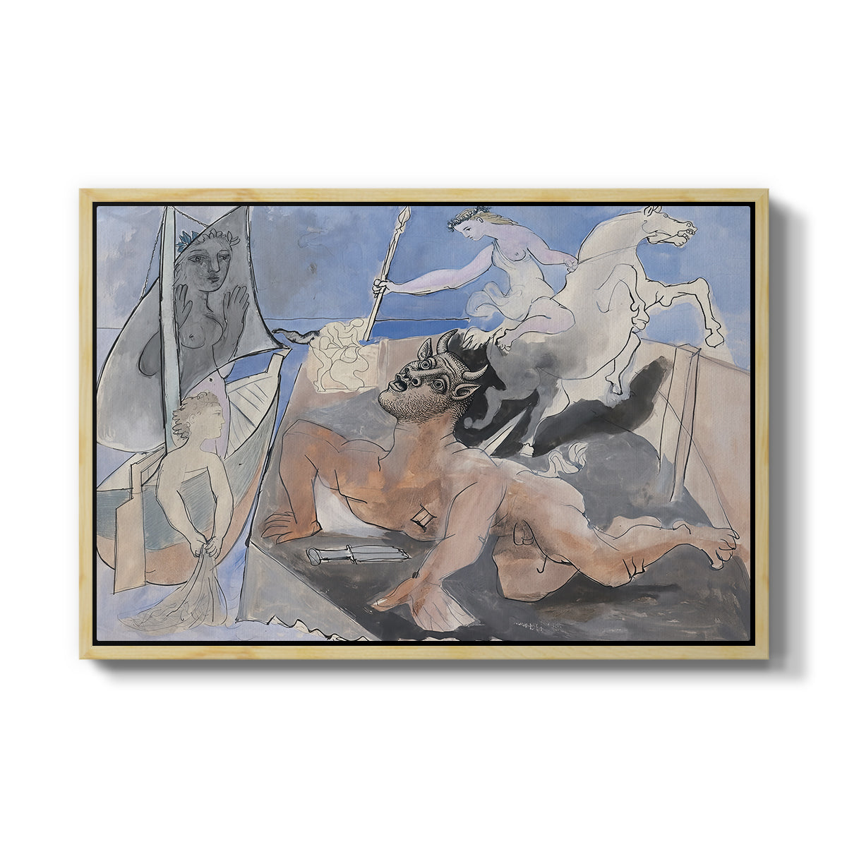 Composition with Minotaur, 1936 - Floater Framed Canvas Print