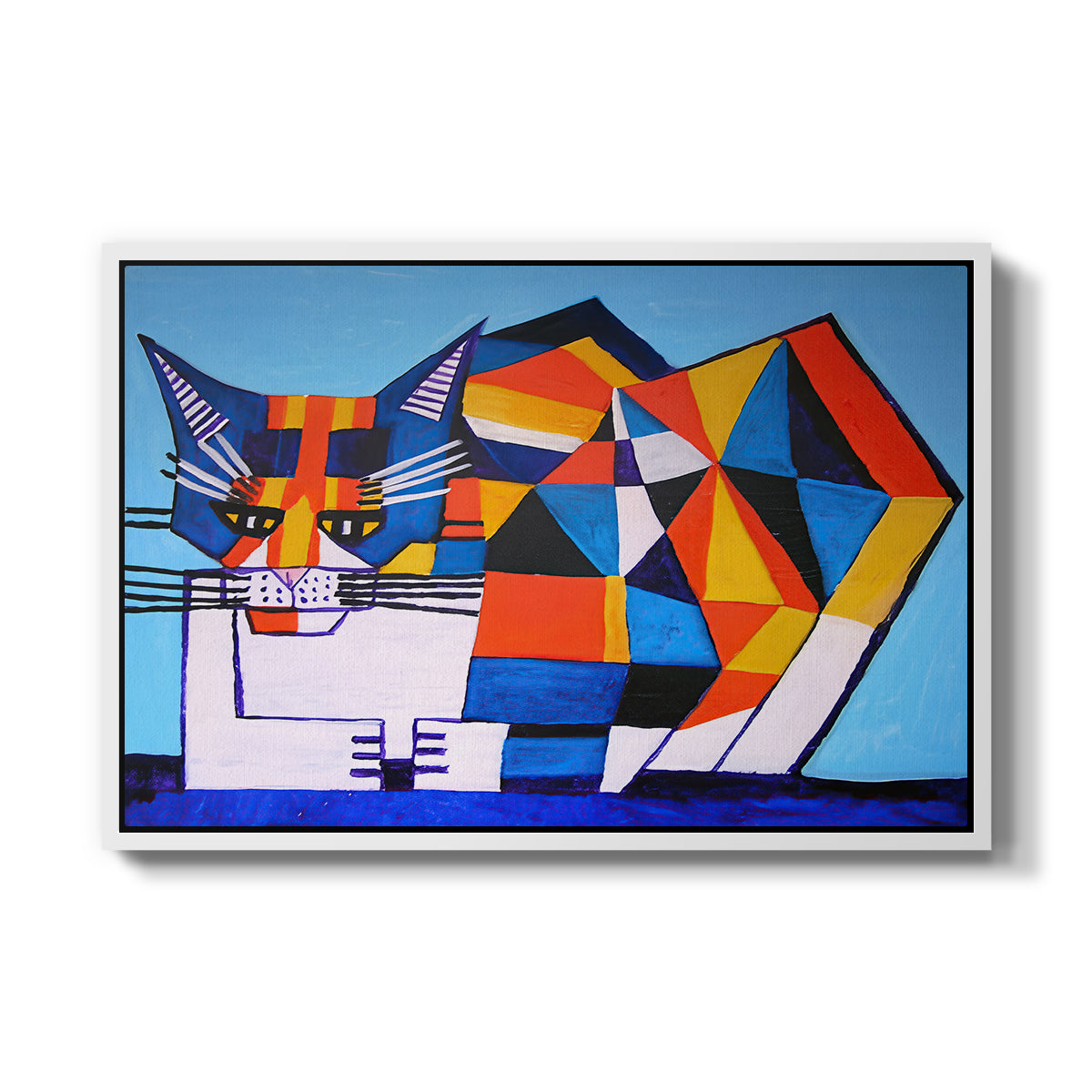 Cassie Thinking about Cubism - Floater Framed Canvas Print