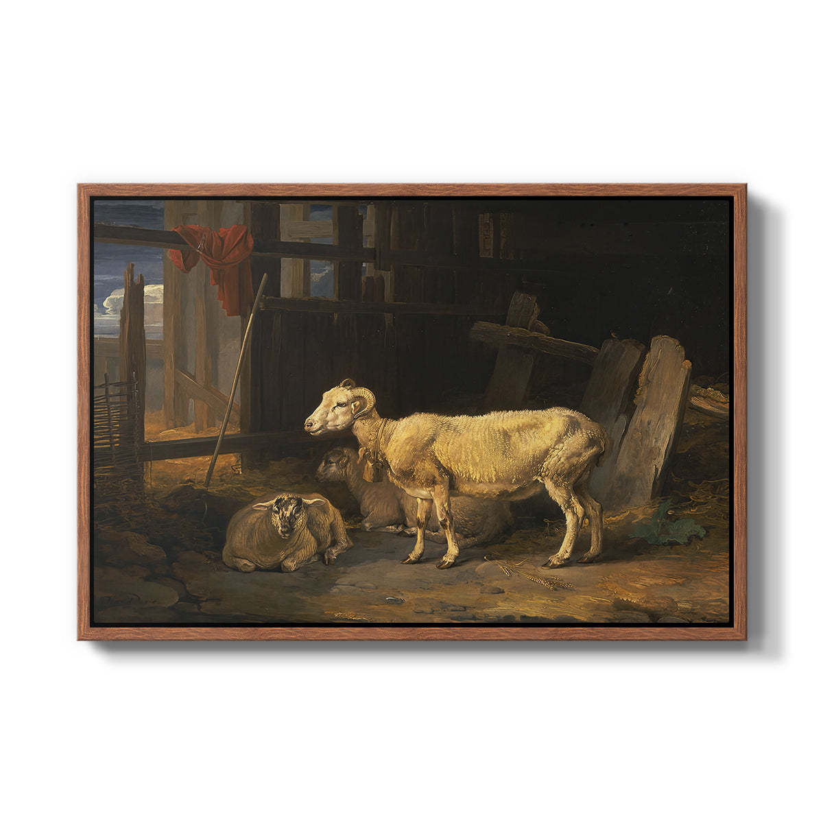 Sheep in a Stable, 1810 - Floater Framed Canvas Print