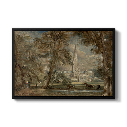Salisbury Cathedral from the Bishop's Grounds, c. 1822-1823 - Floater Framed Canvas Print
