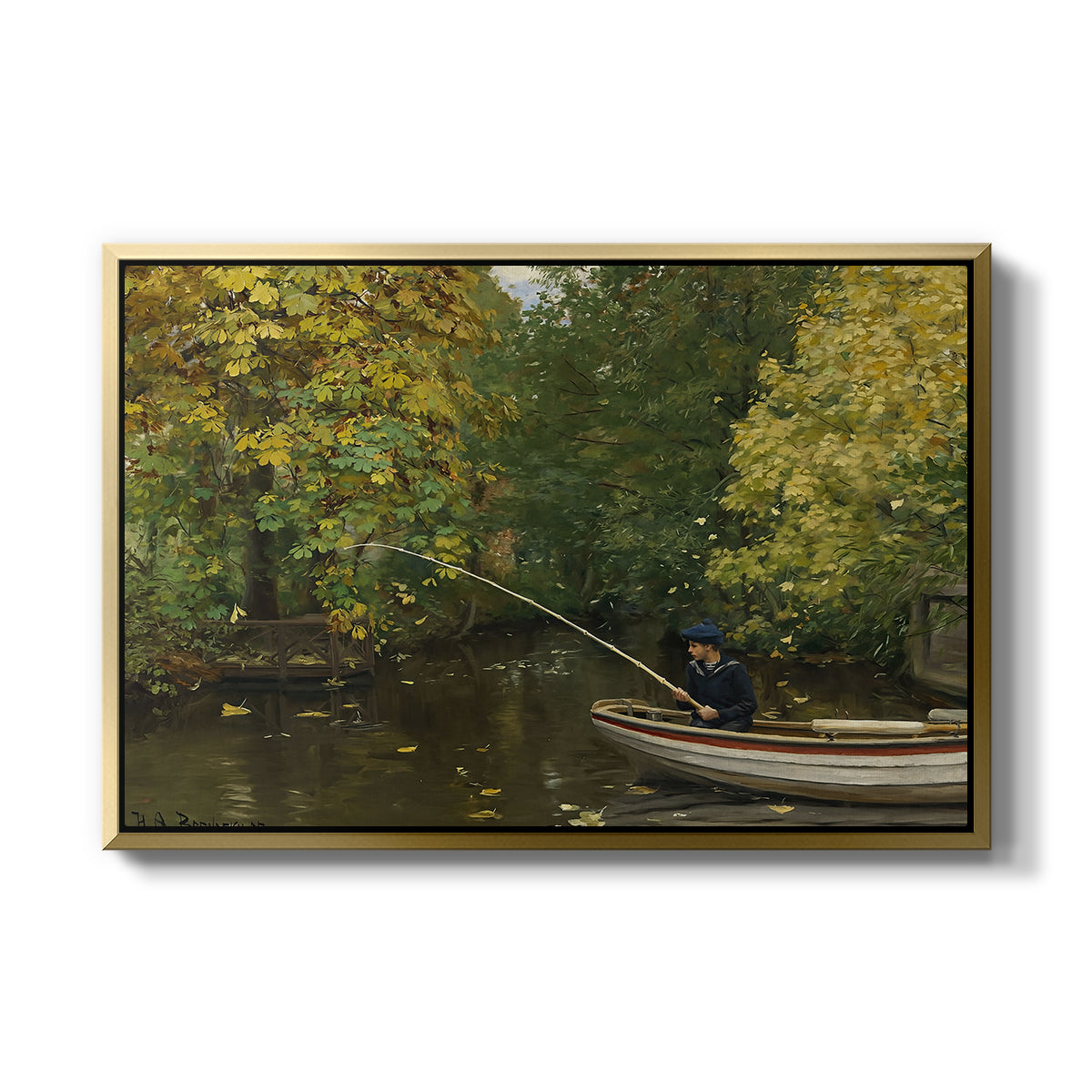 Fishing Boy, c. 1890 - Floater Framed Canvas Print