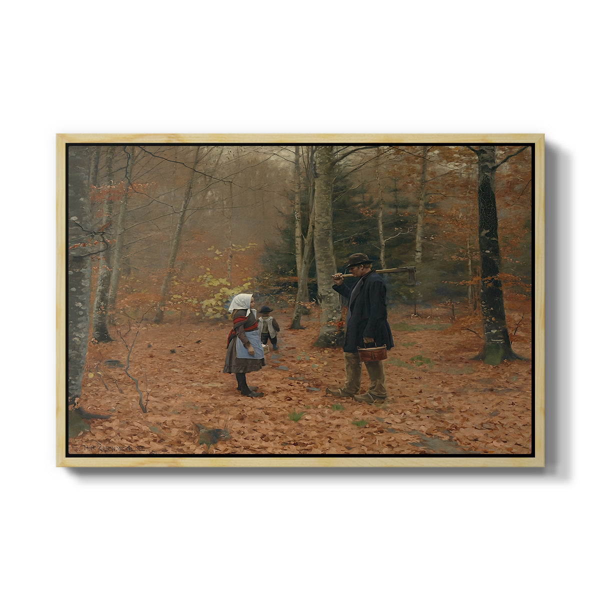 The Woodman and his Children, 1886 - Floater Framed Canvas Print