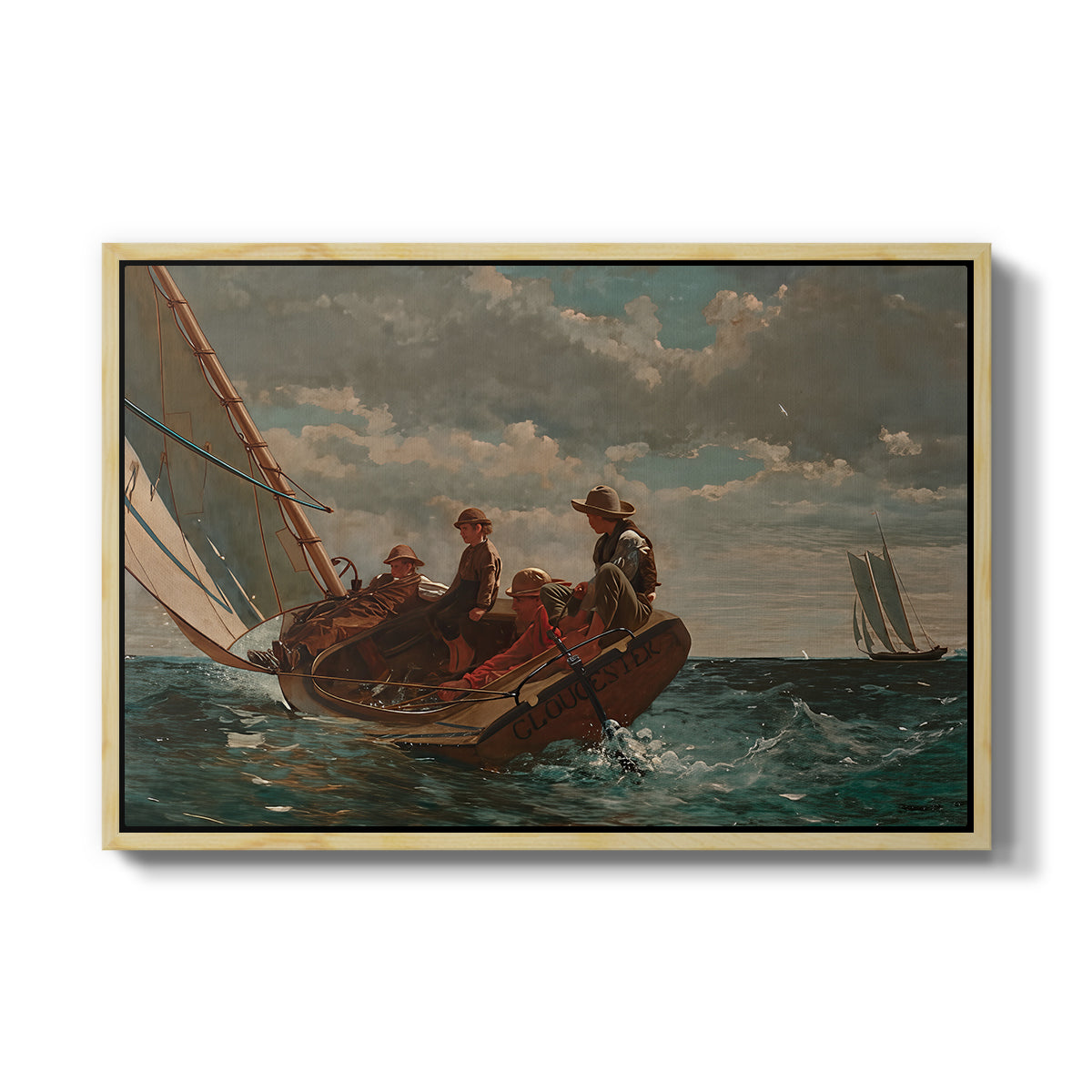 Breezing Up (A Fair Wind), 1873-1876 - Floater Framed Canvas Print