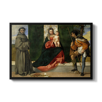 Madonna and Child with Saints Anthony of Padua and Roch, c. 1510 - Floater Framed Canvas Print