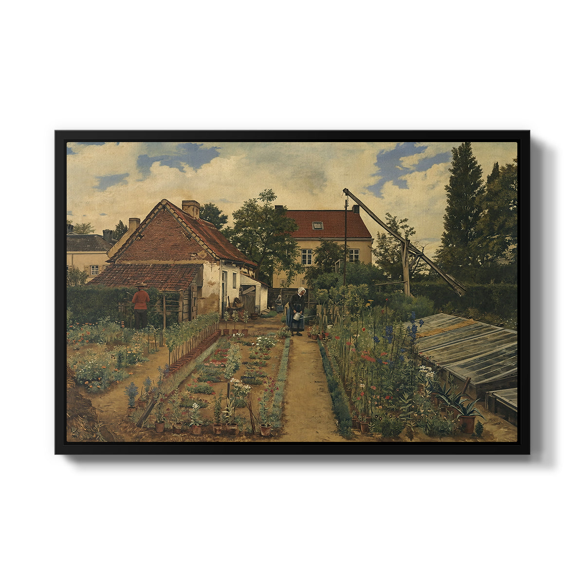 Garden of a Florist (The Flower Garden), 1864 - Floater Framed Canvas Print