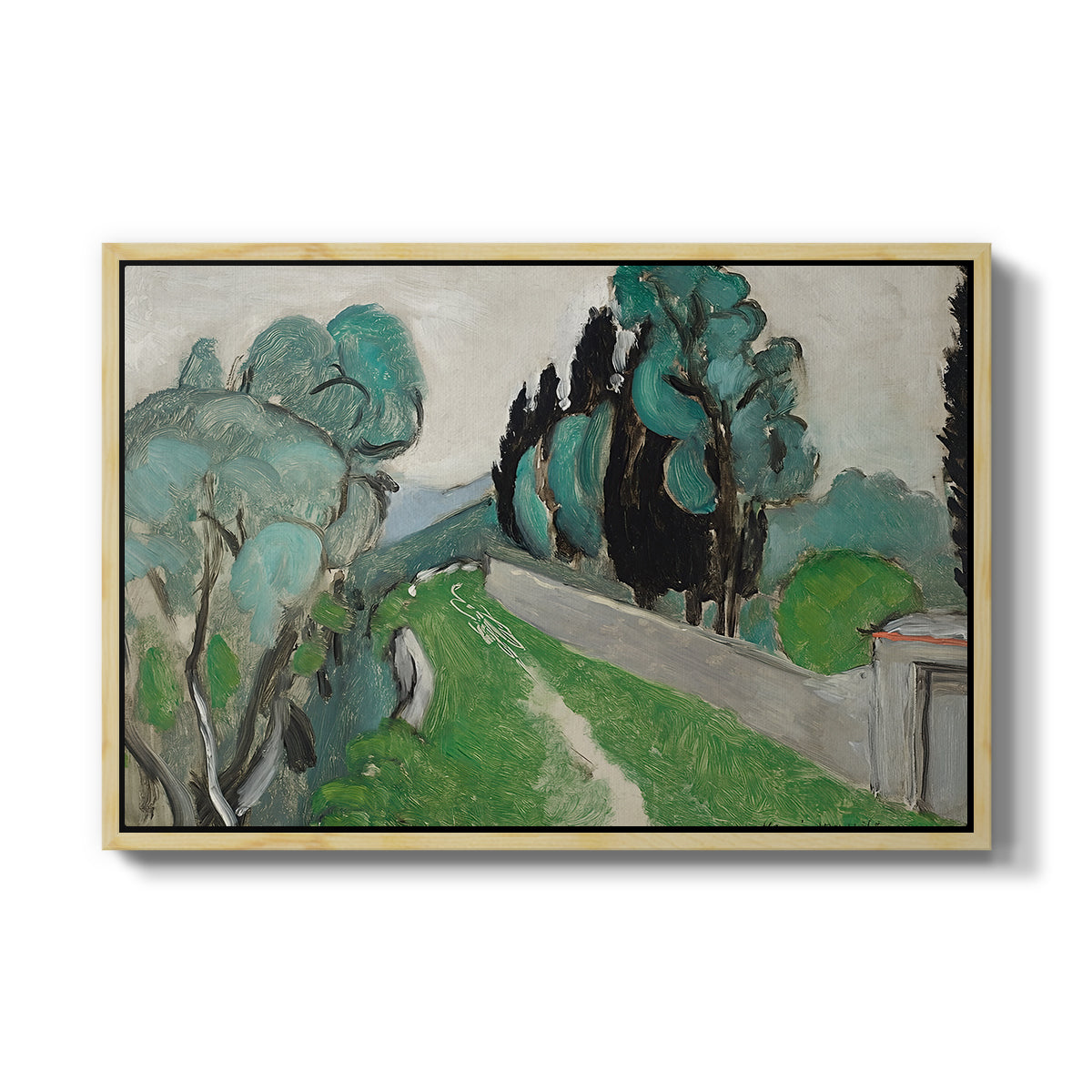 Landscape with Cypresses and Olive Trees near Nice, c. 1918 - Floater Framed Canvas Print