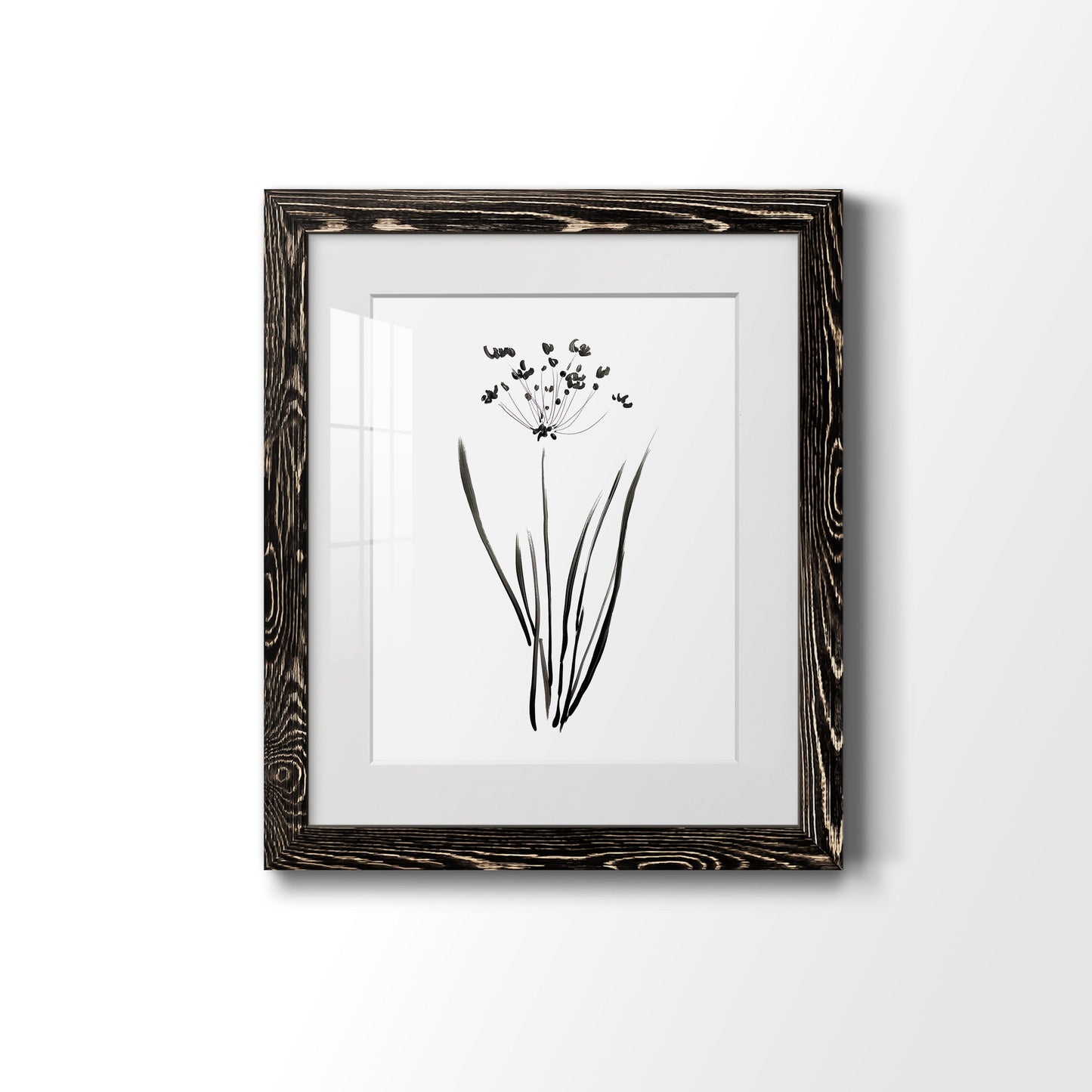 Inky Botanical II - Premium Framed Print - Distressed Barnwood Frame - Ready to Hang