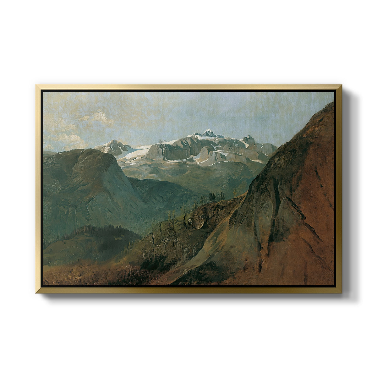 The Dachstein from the Plassen near Hallstatt, 1827 - Floater Framed Canvas Print