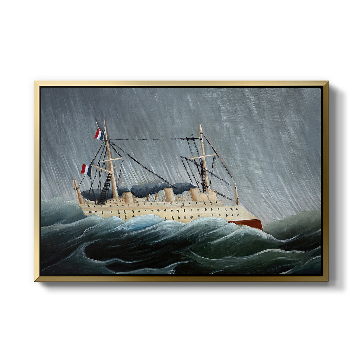 A Ship in the Storm, c. 1899 - Floater Framed Canvas Print