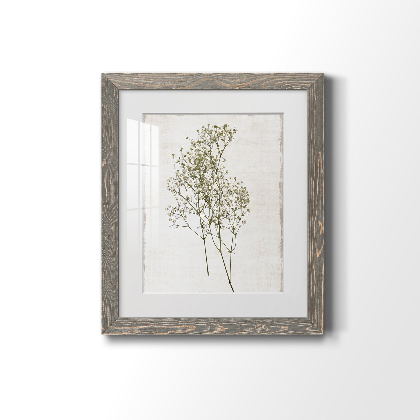 Farmhouse Pressed Flower I - Premium Framed Print - Distressed Barnwood Frame - Ready to Hang