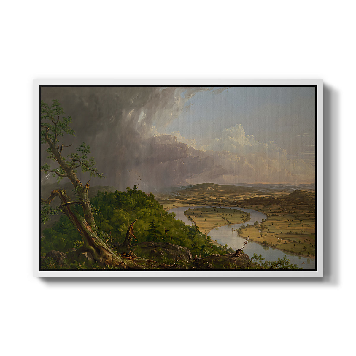 View from Mount Holyoke, Northampton, Massachusetts, after a Thunderstorm (Oxbow), 1836 - Floater Framed Canvas Print