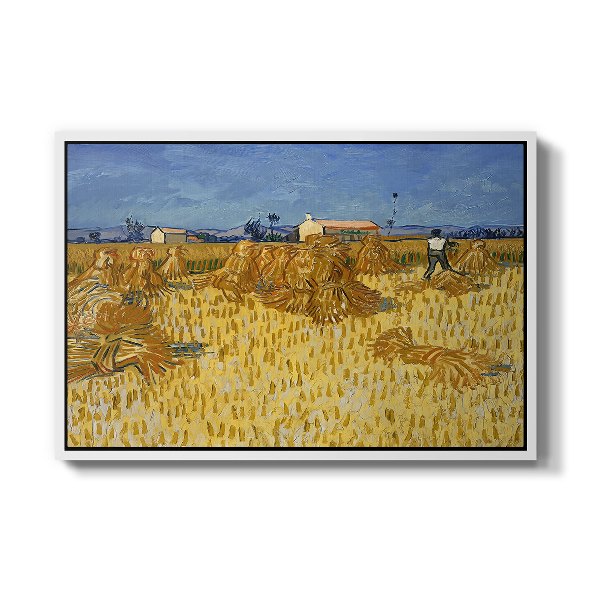 Wheat Field with Sheaves (Harvest in Provence), 1888 - Floater Framed Canvas Print
