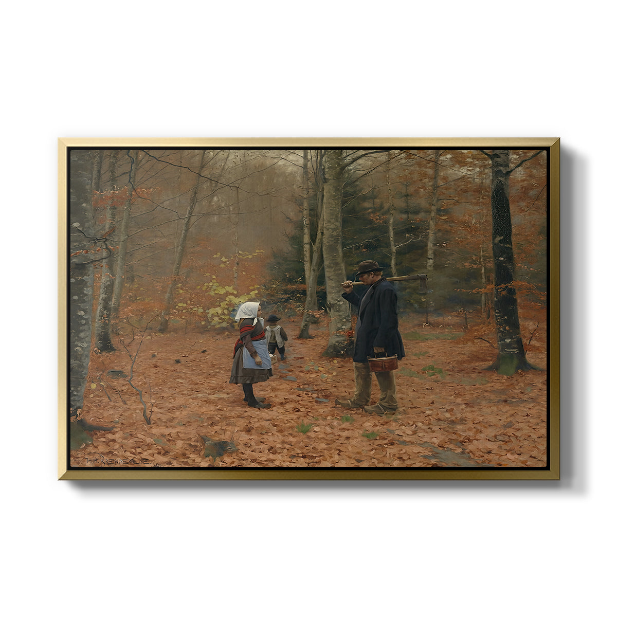 The Woodman and his Children, 1886 - Floater Framed Canvas Print