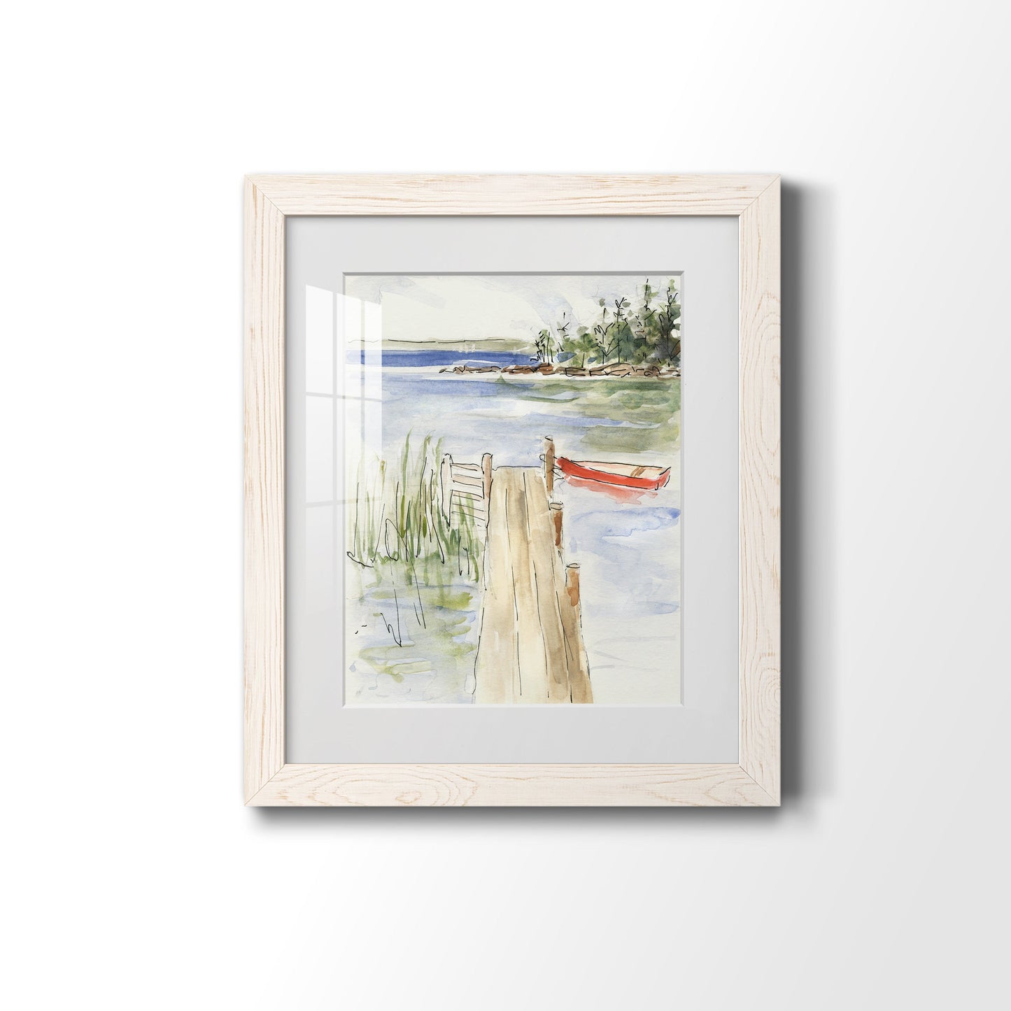 Sketchy Pier - Barnwood Framed Art Print