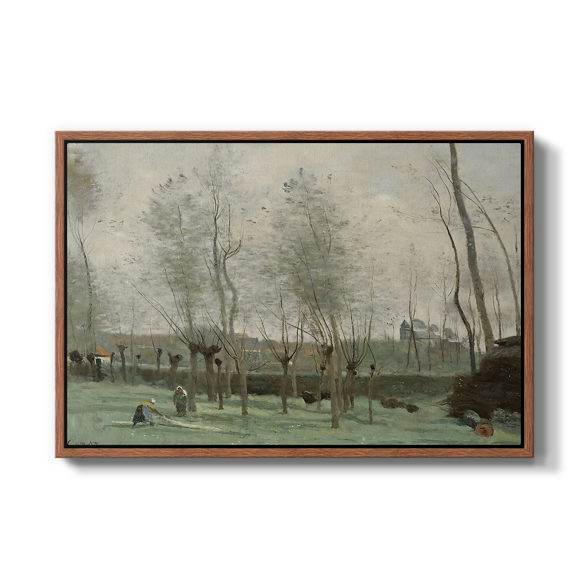 Washerwomen in a Willow Grove, c. 1871 - Floater Framed Canvas Print