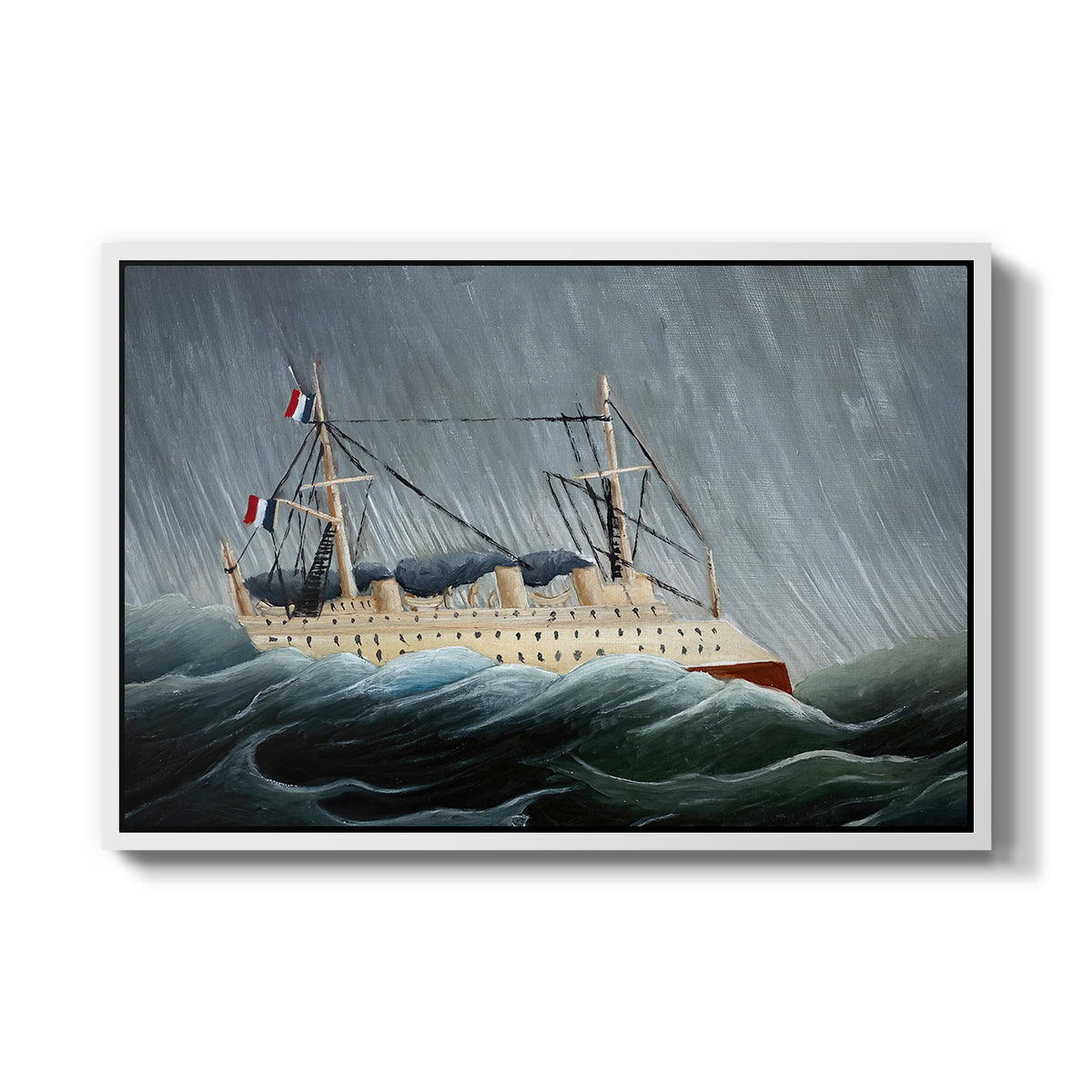 A Ship in the Storm, c. 1899 - Floater Framed Canvas Print