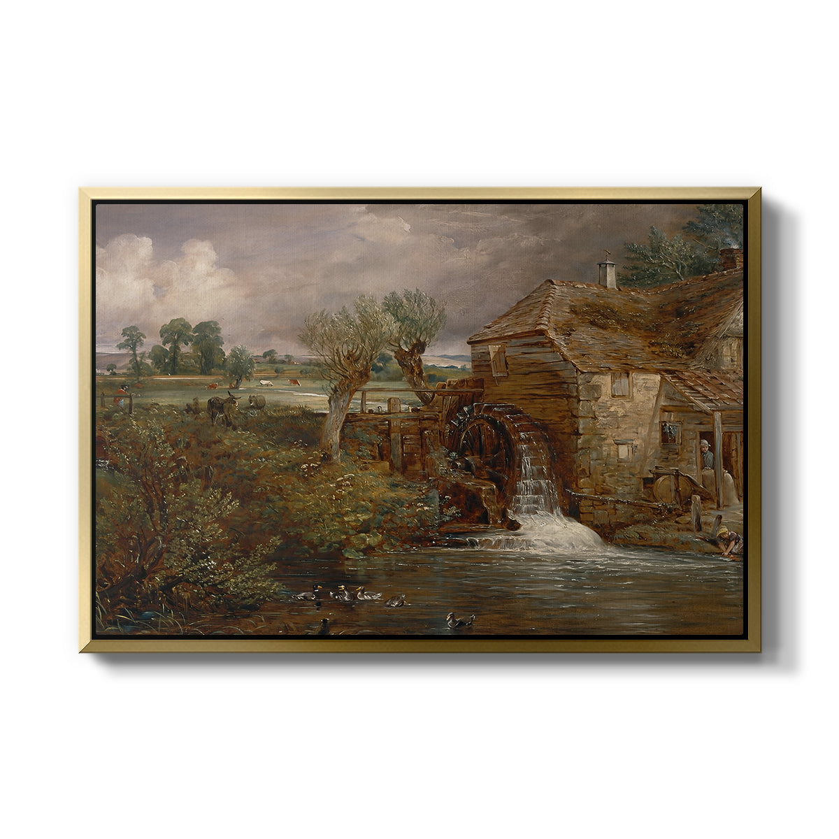 Parham Mill, Gillingham, 1826 - Floater Framed Canvas Print