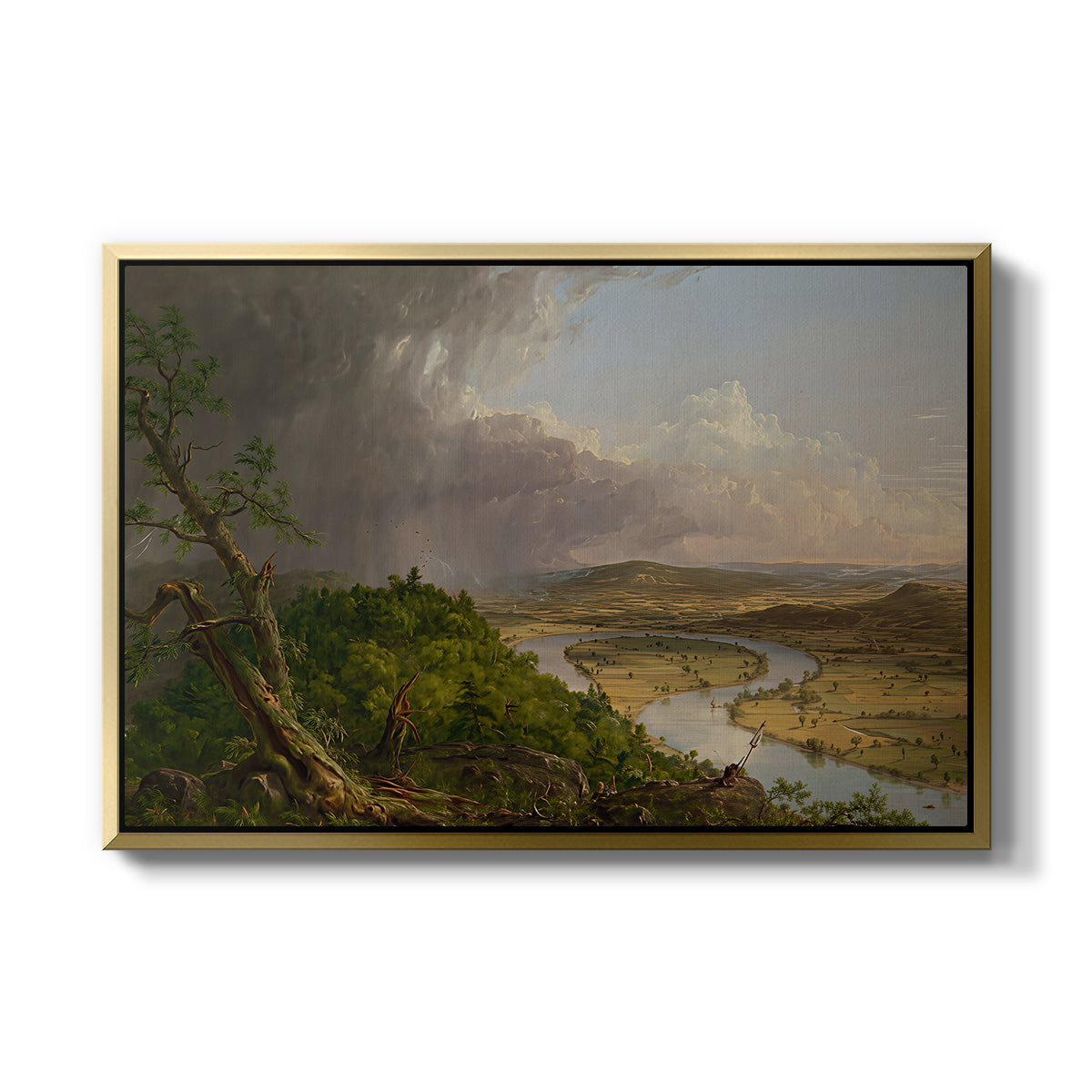 View from Mount Holyoke, Northampton, Massachusetts, after a Thunderstorm (Oxbow), 1836 - Floater Framed Canvas Print